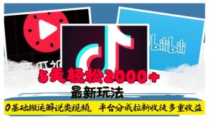 0基础搬运解说视频，5天轻松赚2k：平台分成与拉新双重收益揭秘-小伟资源网