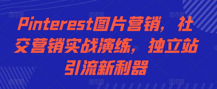 Pinterest图片营销实战：独立站引流新策略与社交营销技巧-小伟资源网