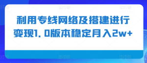 揭秘：专线网络搭建变现1.0版本，稳定月入2万+的秘诀-小伟资源网
