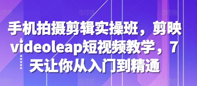 7天精通手机短视频拍摄与剪辑：剪映与Videoleap实操教学班-小伟资源网