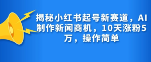 AI新闻制作成小红书涨粉新宠，10天吸粉1万，简单操作揭秘-小伟资源网