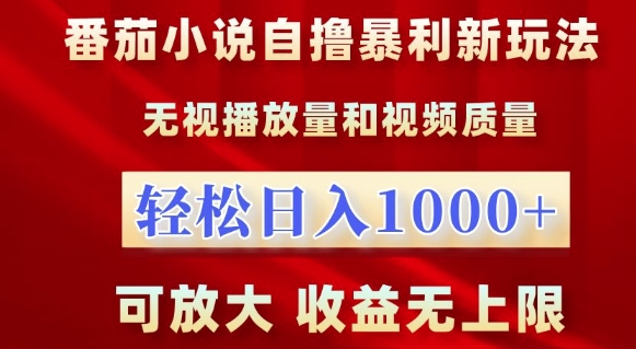 揭秘番茄小说新玩法：无视播放量，轻松日入1k，收益无上限-小伟资源网