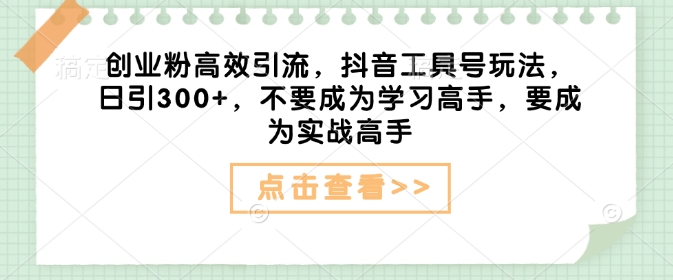 抖音工具号实战玩法：日引300+创业粉，高效引流秘籍-小伟资源网
