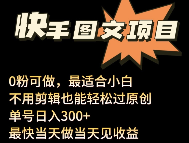 快手零粉图文带货新玩法：日赚300+无需剪辑原创攻略-小伟资源网
