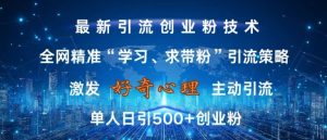 “日引500+创业粉秘籍：零封号风险的全网精准引流技术大公开”-小伟资源网