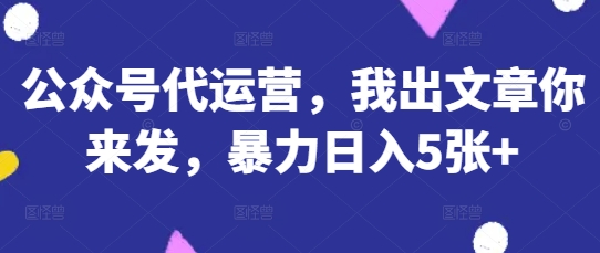 \”揭秘公众号代运营：轻松日赚500+的暴利玩法\”-小伟资源网