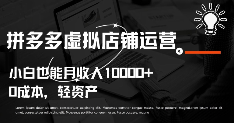 拼多多虚拟店铺0基础月入过万实战攻略-小伟资源网
