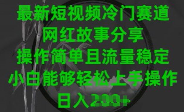 \”揭秘冷门短视频赛道：网红故事分享，流量稳定易上手，新手也能轻松操作\”-小伟资源网
