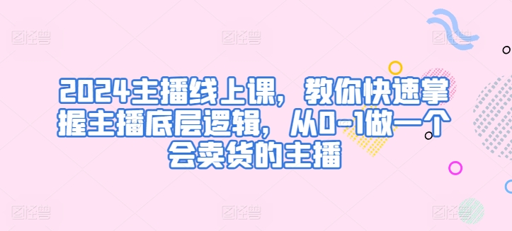 2024主播速成课：0基础掌握卖货技巧，快速上手直播带货-小伟资源网