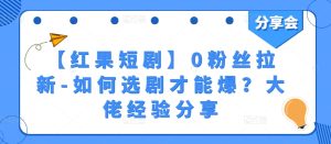 新手必看！0粉丝短剧拉新选剧爆款秘籍，大佬实战经验全解析-小伟资源网