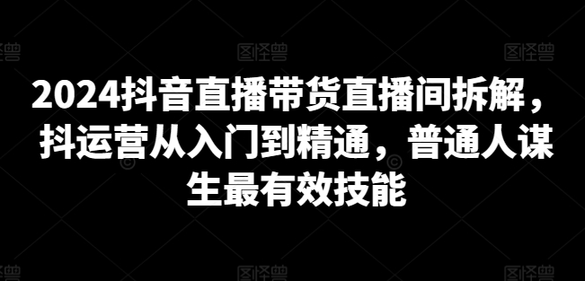 2024抖音直播带货全攻略：零基础速成变现秘籍，普通人逆袭必备技能-小伟资源网