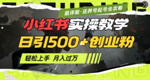 小红书创业粉日引500+实战指南：小白速成月入1W，附养号起号全流程-小伟资源网