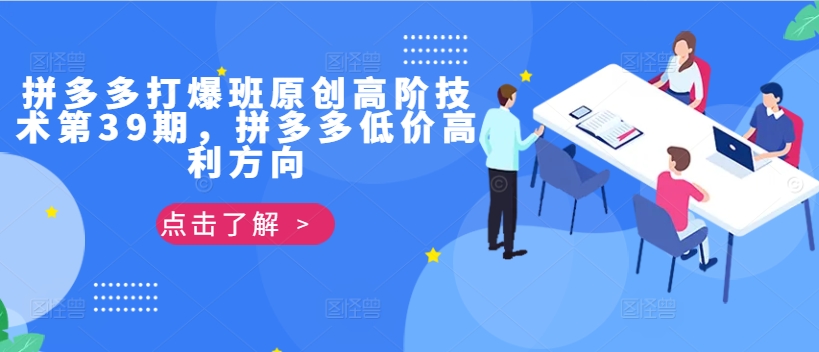 \”拼多多39期爆款技术班：低价高利实战攻略\”-小伟资源网