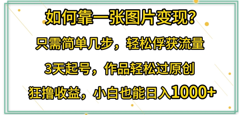 \”3天起号！1张图轻松变现，流量暴涨秘籍大公开\”-小伟资源网