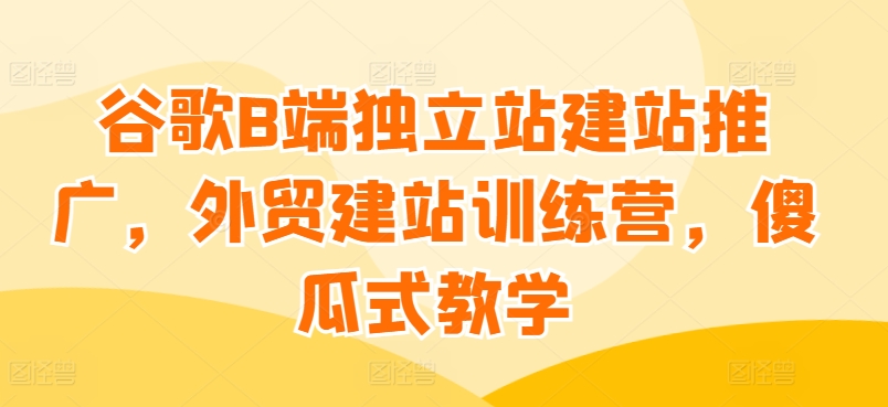 \”谷歌B端外贸建站推广训练营：零基础速成指南\”-小伟资源网
