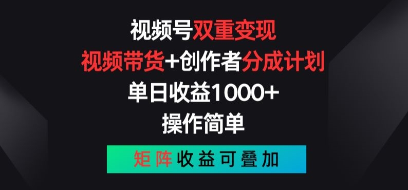 \”视频号双重变现秘籍：带货+分成计划，矩阵叠加收益轻松赚\”-小伟资源网