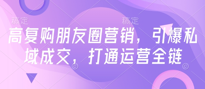 私域营销全攻略：高复购朋友圈引爆成交-小伟资源网