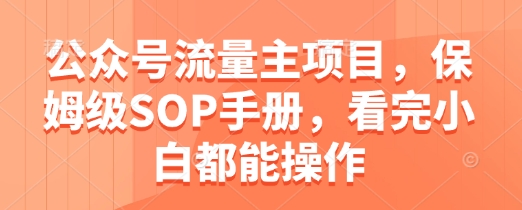 \”公众号流量主项目：新手零基础操作指南，手把手教你变现\”-小伟资源网