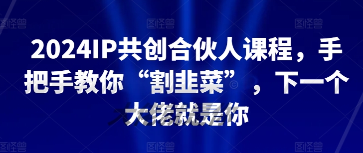 \”2024IP合伙人课：零基础速成变现，轻松成为行业大佬\”-小伟资源网