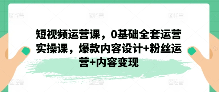 零基础短视频运营课：爆款打造+涨粉变现全攻略-小伟资源网