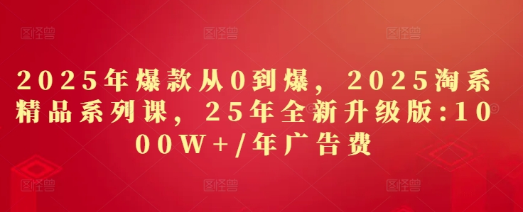 2025淘系爆款速成课：0基础打造千万级精品，1年广告费破1000W-小伟资源网