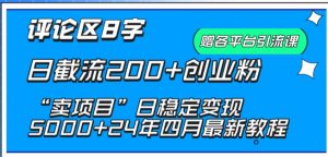 “抖音8字评论日引200+创业粉，卖项目轻松日赚5000+内幕曝光”-小伟资源网