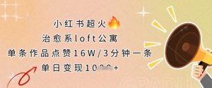 16W赞治愈系loft公寓！3分钟爆款日入过万，小红书最火变现攻略-小伟资源网