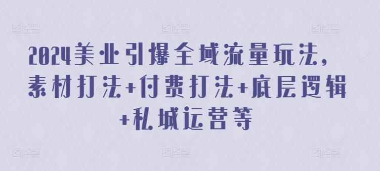 2024美业全域流量实战攻略：素材+付费+私域运营全解析-小伟资源网
