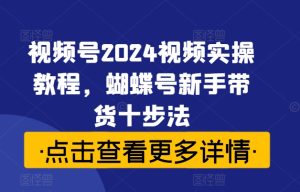 2024视频号带货实战：新手10步快速上手蝴蝶号-小伟资源网