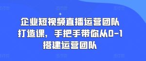 《企业短视频直播团队0-1搭建实战课:手把手教你打造高效运营团队》-小伟资源网