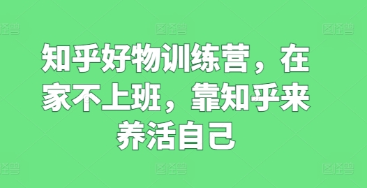 \”知乎好物训练营：宅家赚钱攻略，轻松实现自由职业\”-小伟资源网