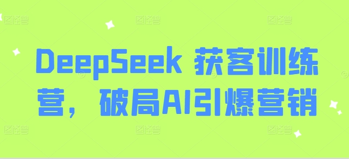 \”DeepSeek获客训练营：AI营销破局实战指南\”-小伟资源网