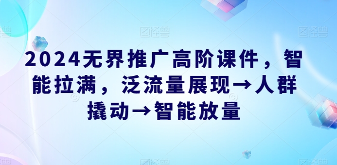 2024无界推广高阶课：智能引爆泛流量，精准撬动人群高效放量-小伟资源网