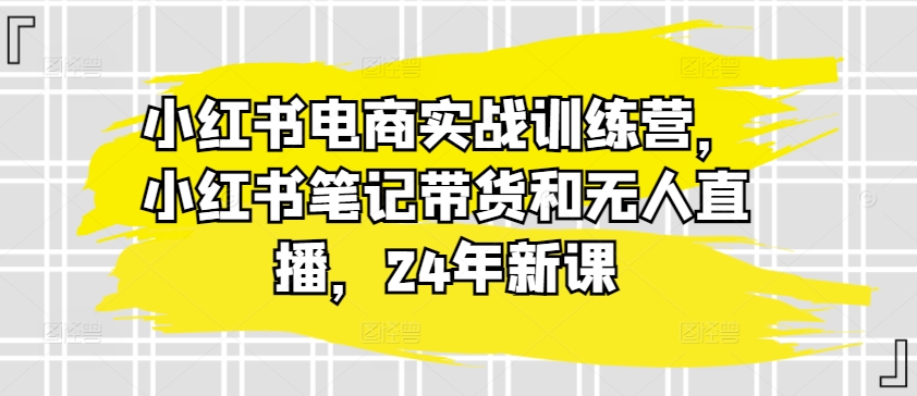 2024小红书电商实战：笔记带货+无人直播速成班-小伟资源网