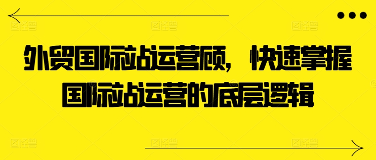 国际站运营顾问：高效掌握外贸平台底层逻辑-小伟资源网