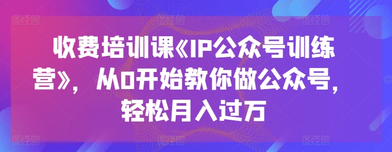 \”0基础公众号变现课：IP训练营助你轻松月入过万\”-小伟资源网