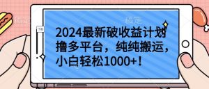 2024多平台搬运暴利玩法,新手日赚1000+全攻略-小伟资源网