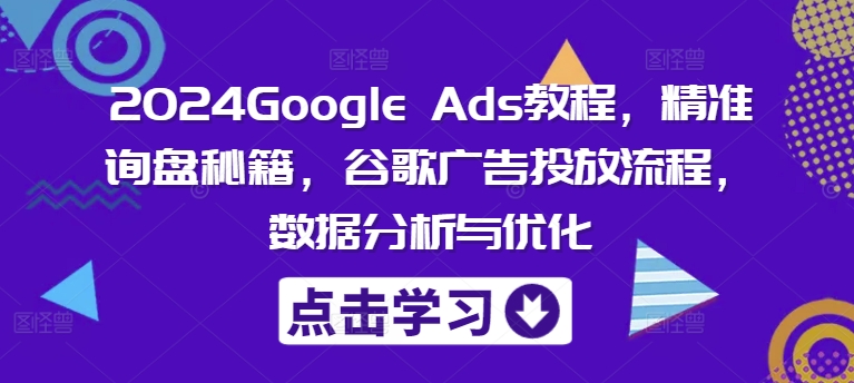 2024谷歌广告投放全攻略：从精准获客到数据分析优化-小伟资源网