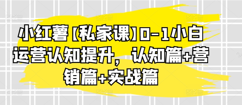 \”0-1运营小白必学：小红书认知+营销+实战全攻略\”-小伟资源网