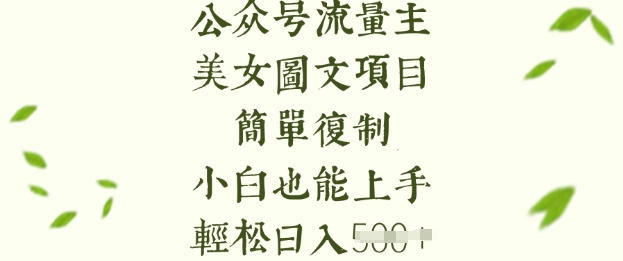 \”美女图搬运变现，新手日赚500+，长期稳定流量收益项目\”-小伟资源网