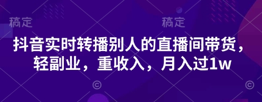 \”抖音直播带货副业：轻松转播，月入1w+\”-小伟资源网