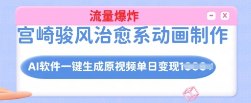AI一键生成宫崎骏风动画：治愈系视频爆款实操，单日轻松变现-小伟资源网