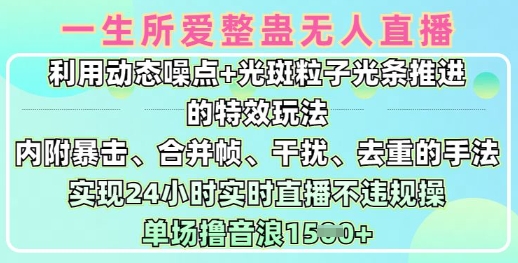 \”动态噪点+光斑特效24小时直播玩法，单场日赚1.5k不违规实操9.0版\”-小伟资源网