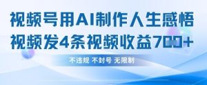AI创作人生感悟视频，单日4条狂赚782元-小伟资源网