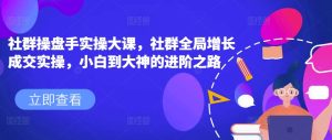 《社群操盘手实战课:从0到1掌握增长成交全链路,小白速成高手》-小伟资源网