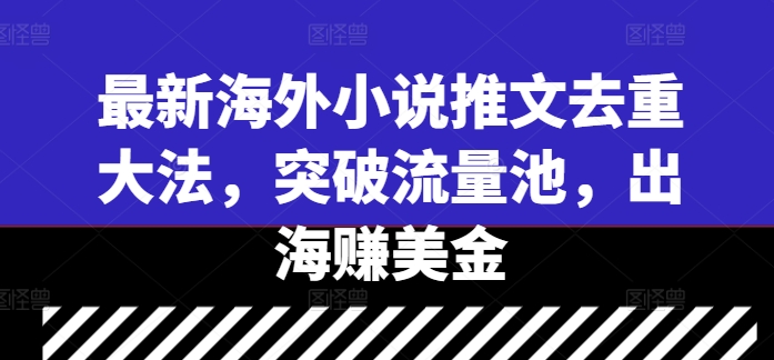 \”海外小说爆款秘籍：轻松破流量池，稳赚美金\”-小伟资源网
