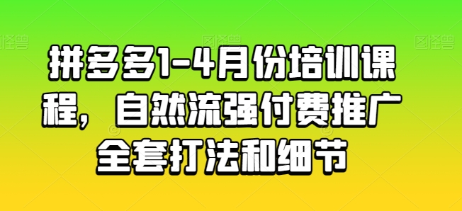 拼多多1-4月自然流量与付费推广全攻略：实战打法详解-小伟资源网