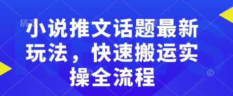 \”小说推文搬运实操：最新玩法全流程速成指南\”-小伟资源网