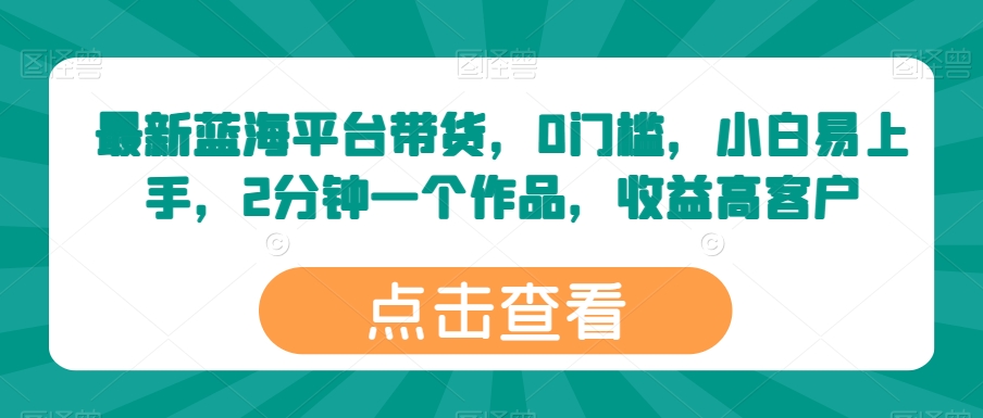 \”0门槛蓝海带货：小白2分钟出单，高收益秘诀大公开！\”-小伟资源网