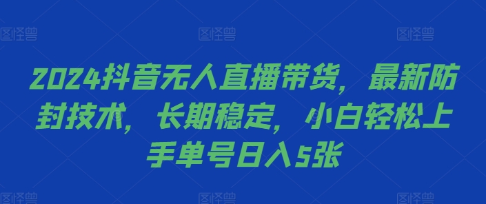 2024抖音无人直播防封秘籍：新手日赚500+稳定玩法大公开-小伟资源网